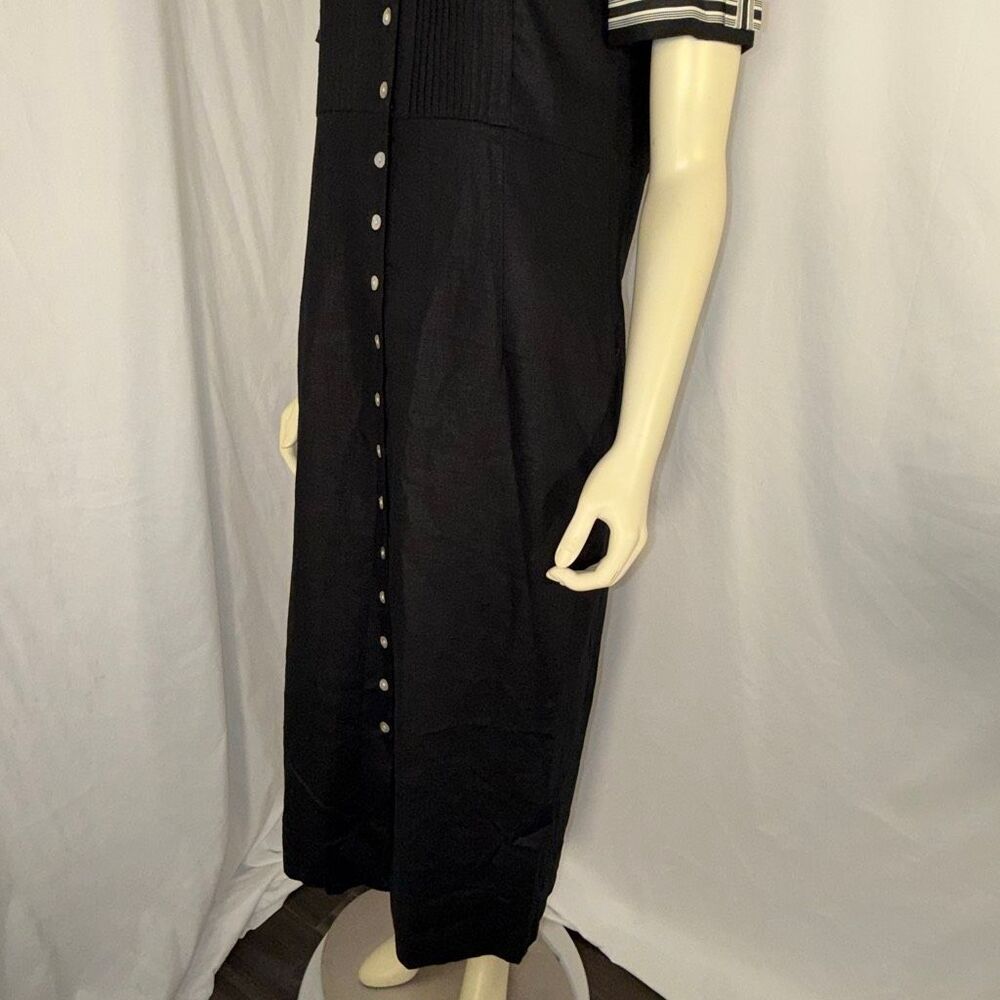 Vintage 90s Jessica Howard Petite Black Linen Blend Sailor Midi Dress Nautical P - Picture 10 of 16